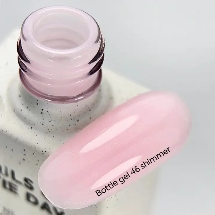 NOTD. Bottle Gel, shimmer, #46, 10 ml, надміцний гель для укріплення нігтів, молочно-рожевий зі сріблястим шиммером #3