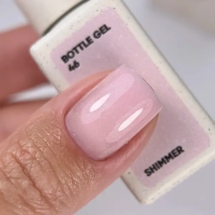 NOTD. Bottle Gel, shimmer, #46, 10 ml, надміцний гель для укріплення нігтів, молочно-рожевий зі сріблястим шиммером #4