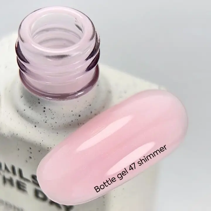 NOTD. Bottle Gel, shimmer, #47, 10 ml, надміцний гель для укріплення нігтів, молочно-рожевий з рожевим шиммером #3