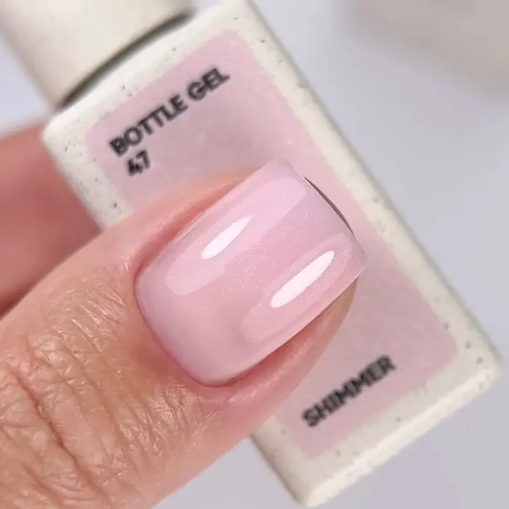 NOTD. Bottle Gel, shimmer, #47, 10 ml, надміцний гель для укріплення нігтів, молочно-рожевий з рожевим шиммером #4
