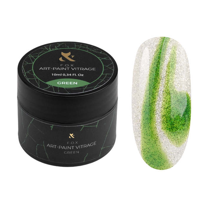 F.O.X. Art-paint Vitrage, Green, 10 ml. Вітражна гель-фарба, зелена #1