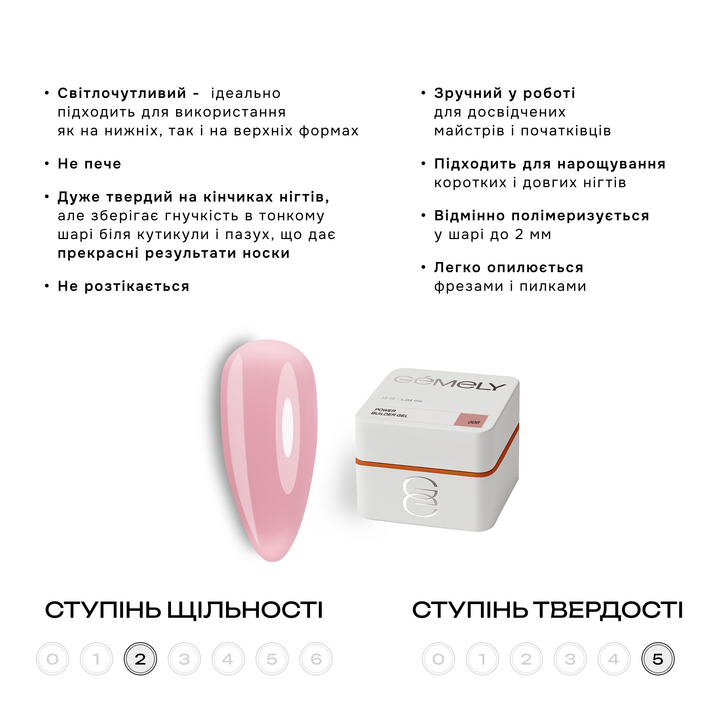GÉMELY (ex GA&MA). Power builder gel #6, 30 ml, gel duro #7