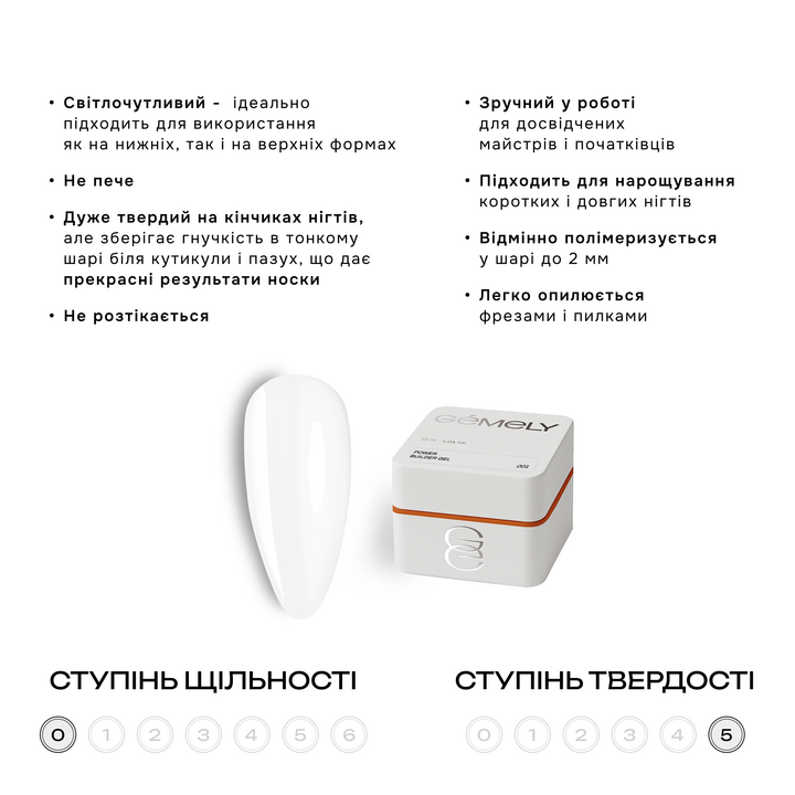 GÉMELY (ex GA&MA). Power builder gel #1, Clear, 5 ml, твердий гель, прозорий #6
