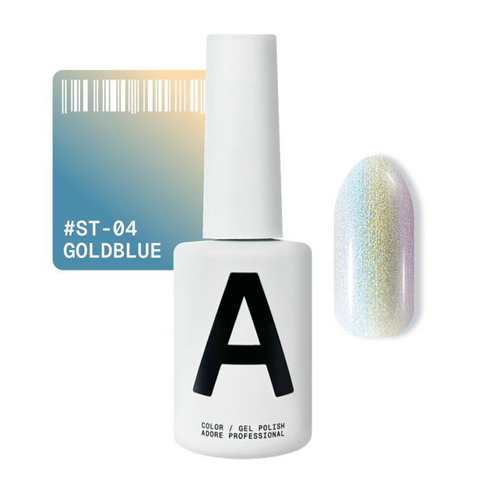 ADORE. Cat's Eye Gel Polish, #ST-04, Goldblue, 12 ml. Gel polish "œil de chat" nacré, bleu doré #1