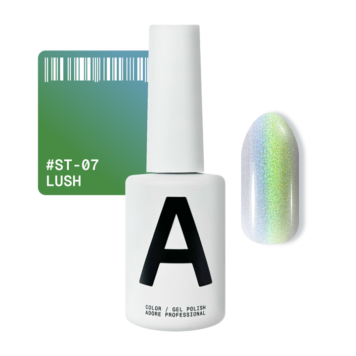 ADORE. Cat's Eye Gel Polish, #ST-07, Lush, 12 ml. Gel Polish "Katzenauge" perlmuttfarben, grün #1