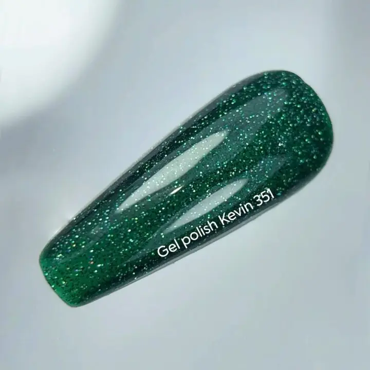 NOTD Гель-лак Let's Special Kevin, #351, 10 ml (світловідбиваючий темно-зелений) #3
