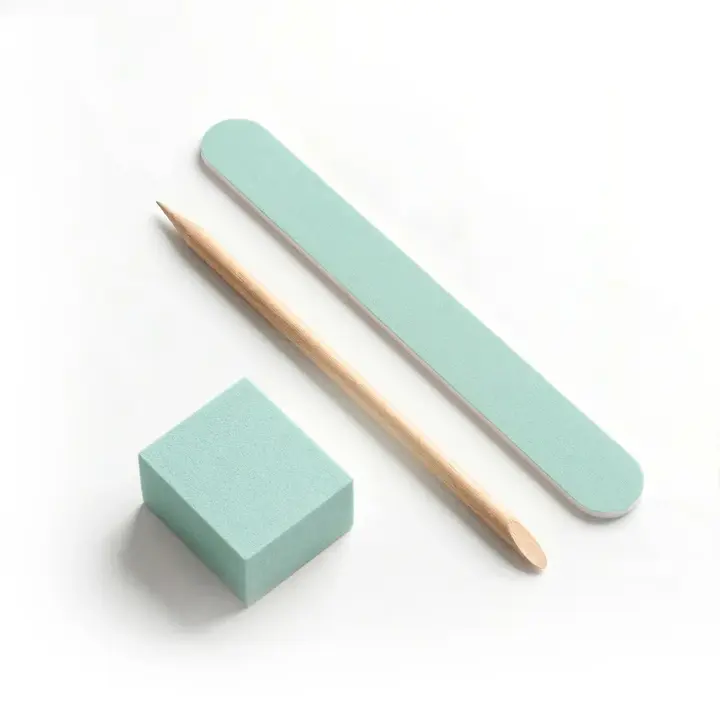 SHELLY. Manicure set. Набір одноразовий для манікюру, бірюзовий (пилка, баф, апельсинова паличка) #2