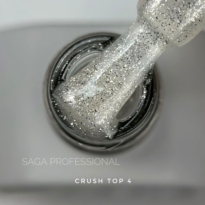 SAGA. Top CRUSH, #04, 10 ml. Прозорий топ зі срібними блискітками #2