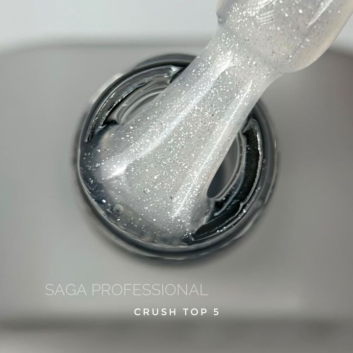 SAGA. Top CRUSH, #05, 10 ml. Прозорий топ зі срібними шимером #2