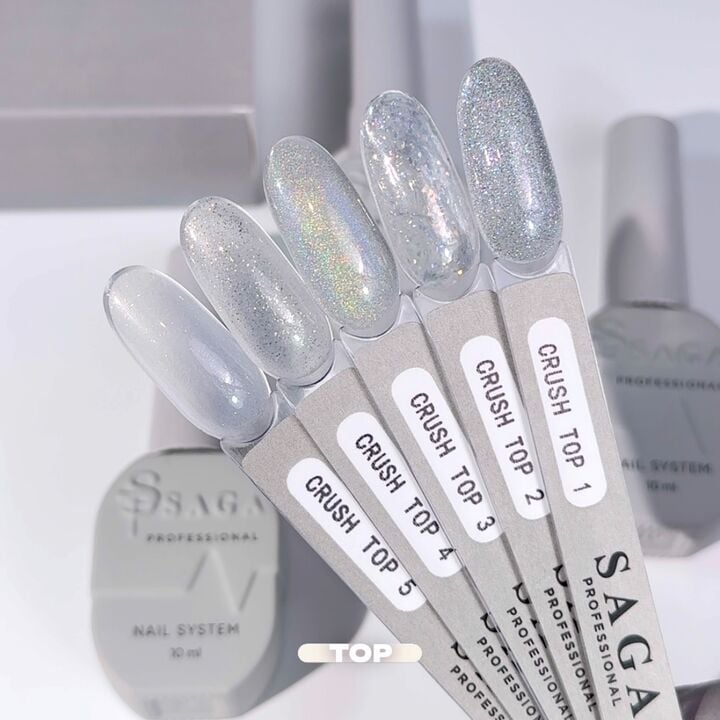 SAGA. Top CRUSH, #02, 10 ml. Топ з кольоровими блискітками #6