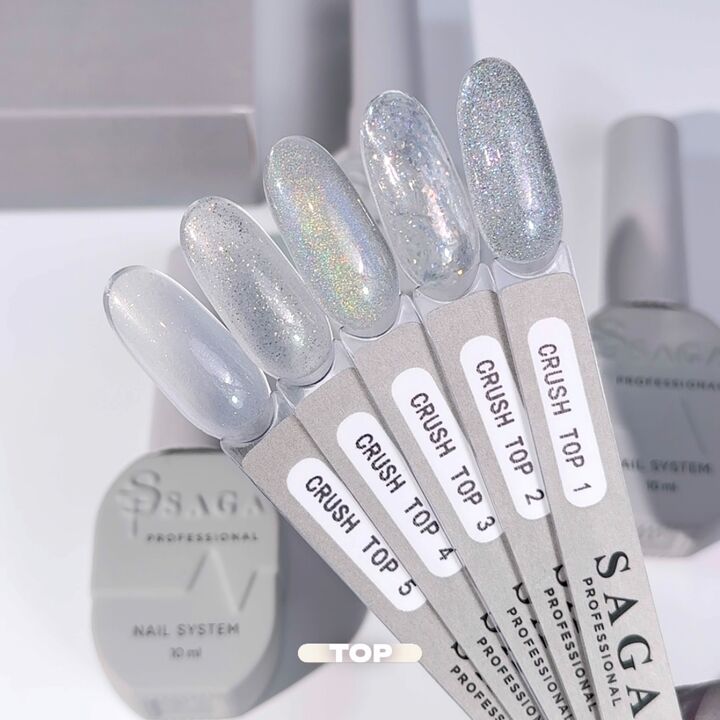 SAGA. Top CRUSH, #04, 10 ml. Прозорий топ зі срібними блискітками #5