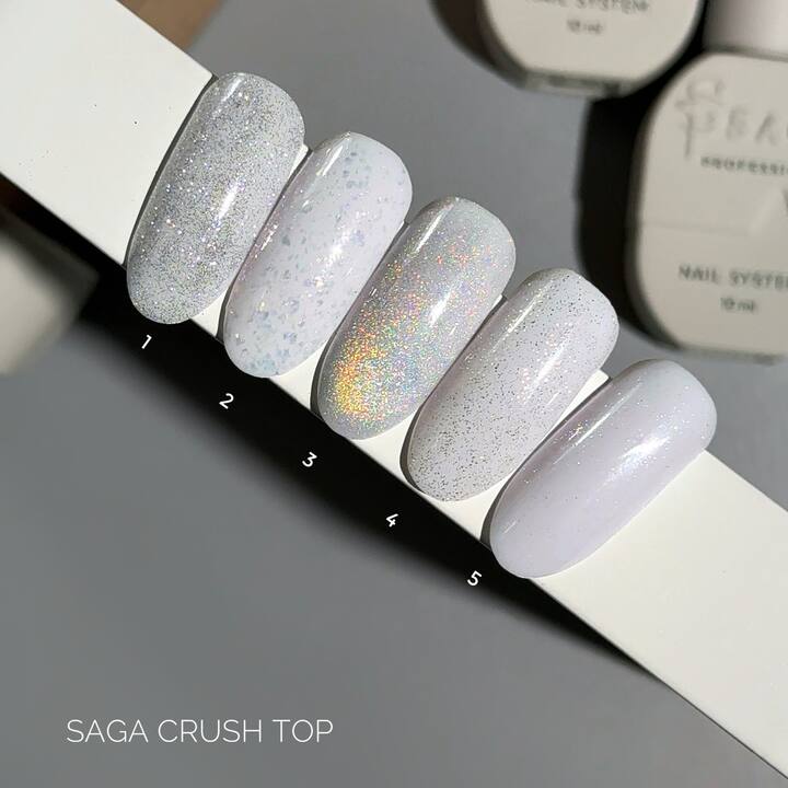 SAGA. Top CRUSH, #02, 10 ml. Топ з кольоровими блискітками #4