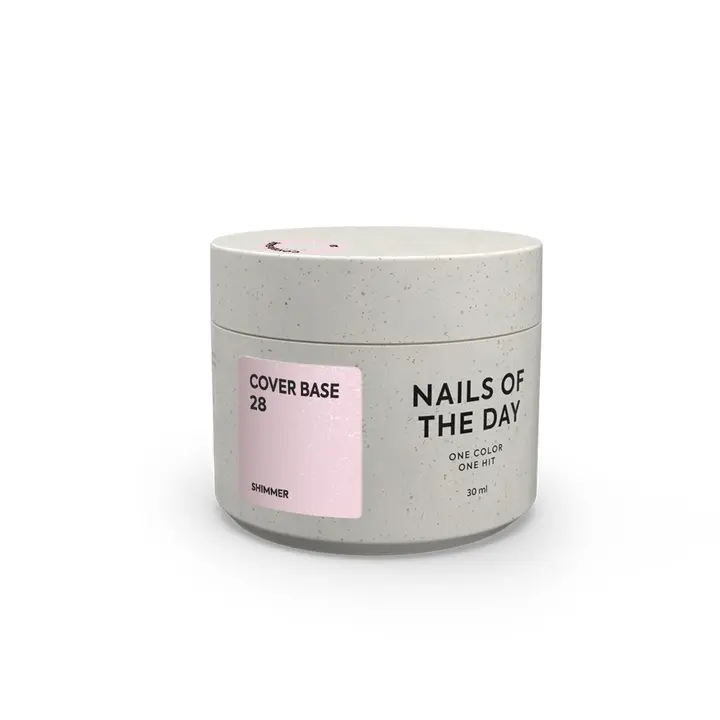 NOTD. Cover Base, NEW Formula #28, 30 ml, пудрово–рожева камуфлююча база зі срібним шимером #1