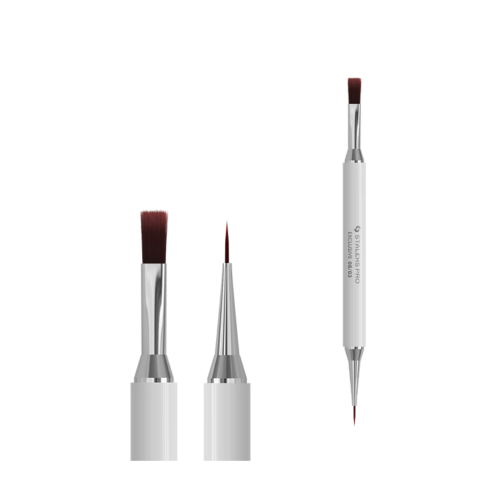 STALEKS. Manicure brush, Exclusive 08/03, for gel 11 mm / liner 10 mm. Пензлик-лайнер для манікюру двосторонній #1