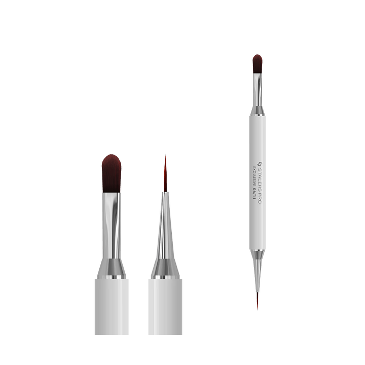STALEKS. Manicure brush, Exclusive 06/11, for gel 11 mm / liner 12 mm. Пензлик-лайнер для манікюру двосторонній #1