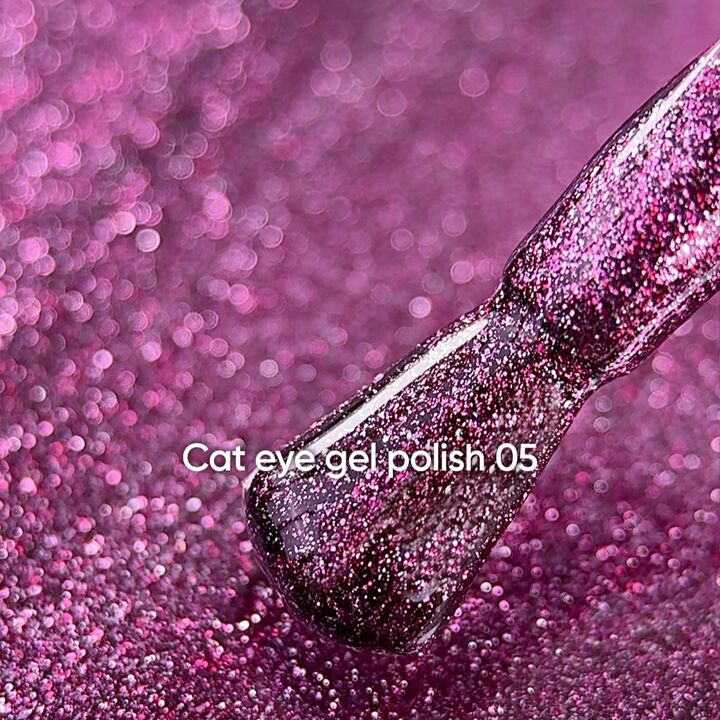 УЦІНКА / NOTD. Gel Polish "Cat eye" #05, 6 ml, гель-лак "котяче око" темно-рожевий з поталлю #2