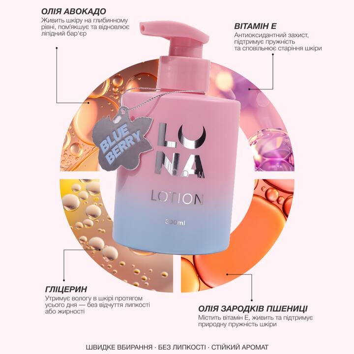 LUNAmoon. Body Lotion, Blue Berry, 300 ml. Лосьйон для тіла з ароматом лохини #3