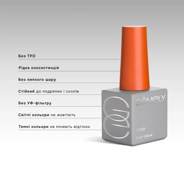 GÉMELY (ex GA&MA). Classic No Sticky Top, 15 ml, Топ без липкого шару, класичний #2