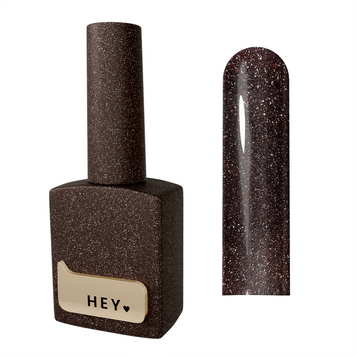 HEYLOVE. Reflective Gel Polish, BRAVE, 15 ml, гель-лак, коричневий зі срібними світловідбиваючими частинками #1