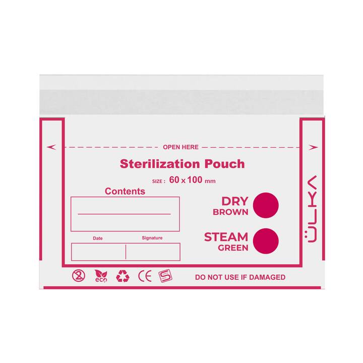 Ülka. Sterilization Pouch, 60*100, 100 pcs. Sacchetti di carta kraft per sterilizzazione con indicatore, 60*100, 100 pezzi. #1