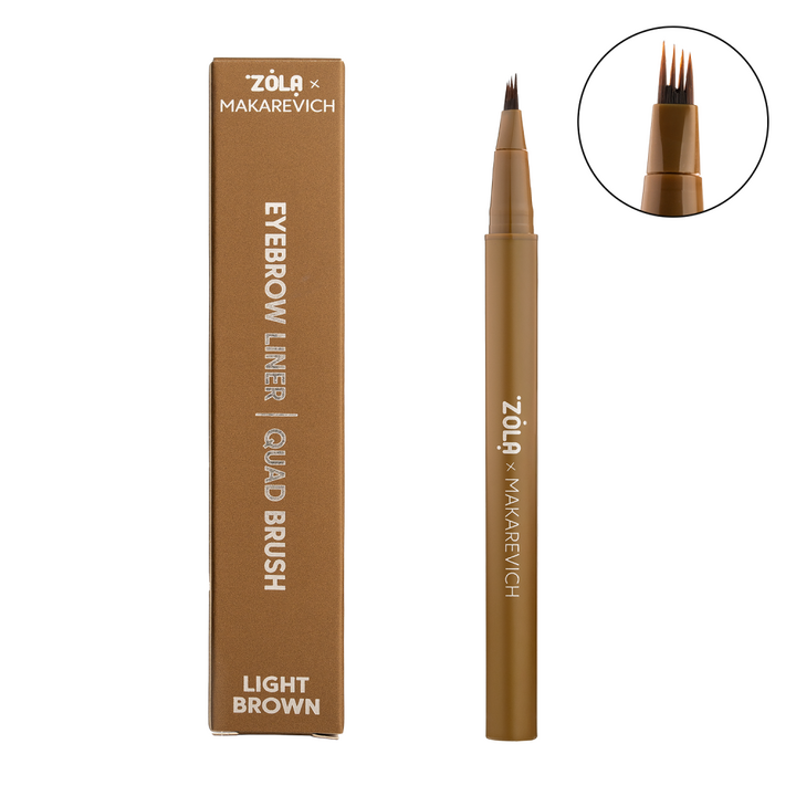 ZOLA x Makarevich. Eyebrow Liner, Quard Brush, Light Brown. Лайнер для брів з квадро-пензлем, світло-коричневий #1