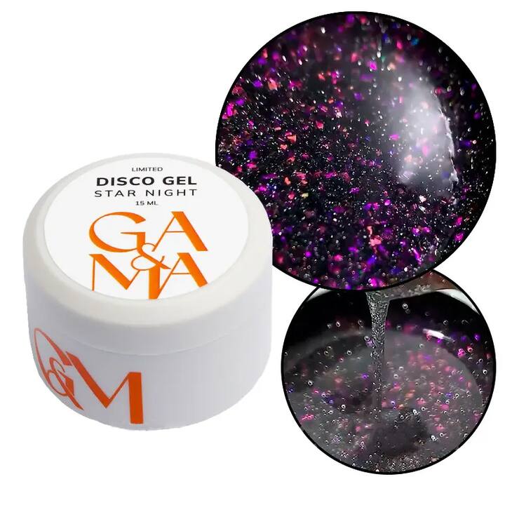 DISCOUNT / GA&MA. Disco Gel, Star Night, 15 ml, reflective gel — Discount, NAILSMADE
