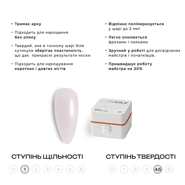 GÉMELY (ex GA&MA). Fast builder gel #036, 30 ml, твердий рідкий гель #2