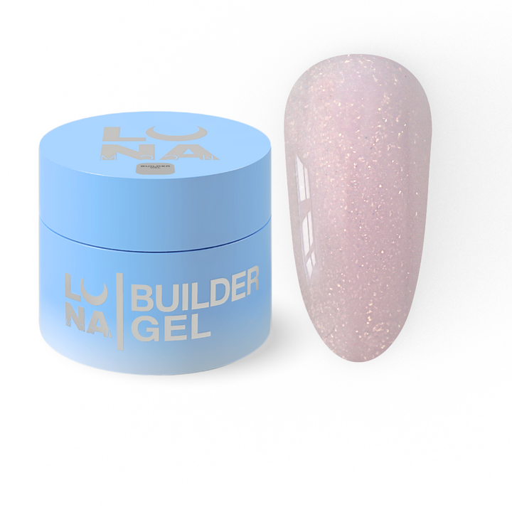 LUNAmoon. Light Acrygel #50 Light pink with shimmer, 30 ml, gel líquido para fortalecer, rosa claro con brillo #1