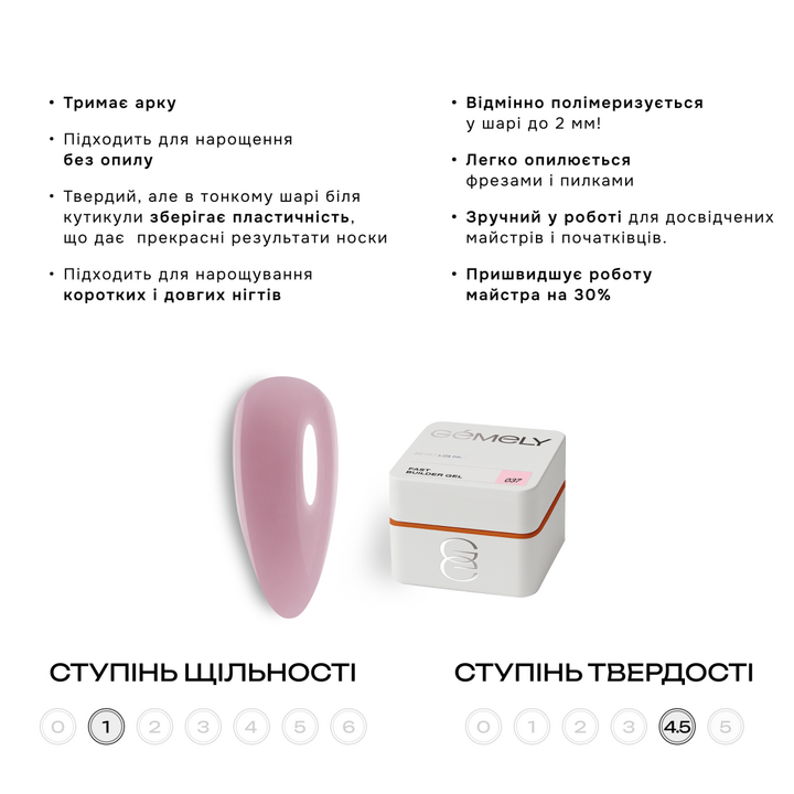 GÉMELY (ex GA&MA). Fast builder gel #037, 15 ml, твердий рідкий гель #4