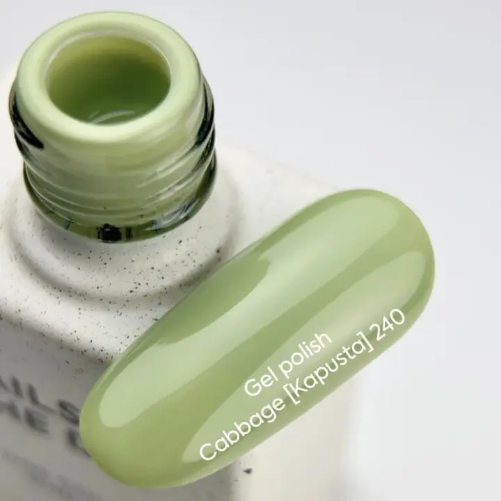 NOTD. Gel Polish Cabbage #240, 10 ml, gel polish verde claro #4