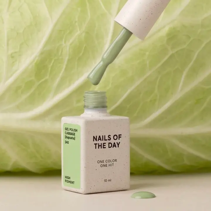 NOTD. Gel Polish Cabbage #240, 10 ml, gel polish verde claro #5