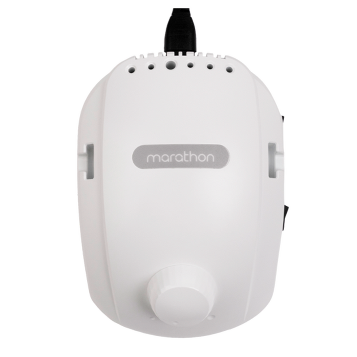 MARATHON. Nagelbohrer "Marathon Champion 3/H37L1", original, mit Pedal, weiß. Fräser 35.000 Umdrehungen, Rückwärtsgang, mit Pedal, weiß, Original mit Zertifizierung — Nagelfräser, NAILSMADE