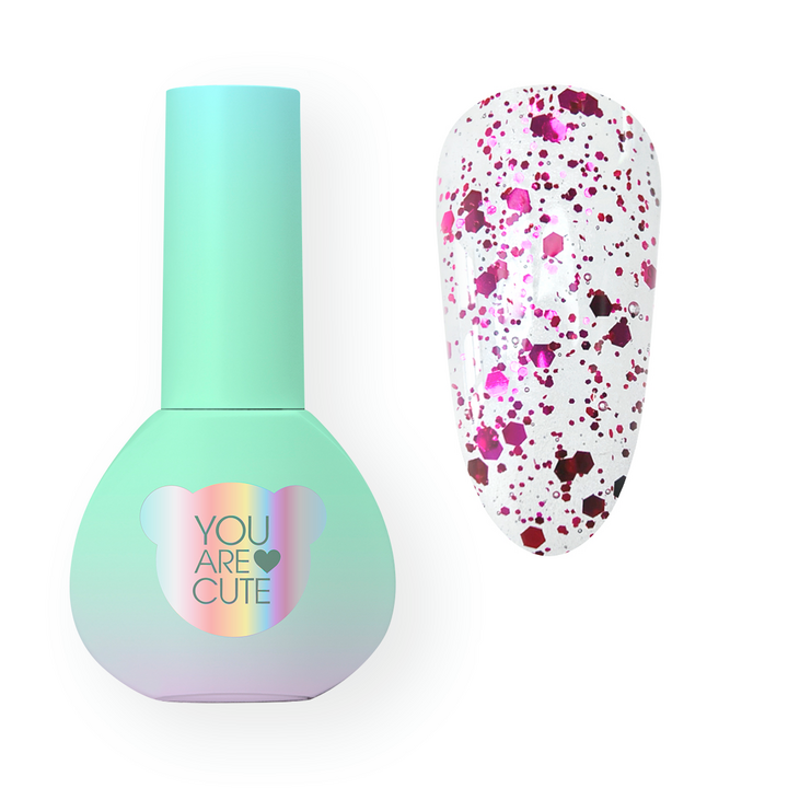 You Are Cute. Berry Crush Top Coat, 5 ml, топ з контрастними ягідними пластівцями — You Are Cute, NAILSMADE