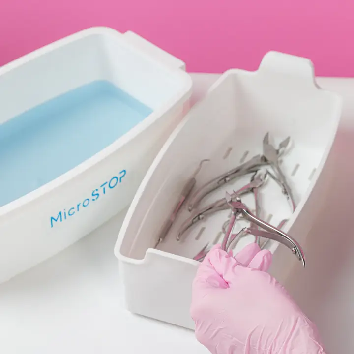 MicroSTOP Контейнер для дезінфекції на 3 л, блакитна кришка — MicroSTOP, NAILSMADE
