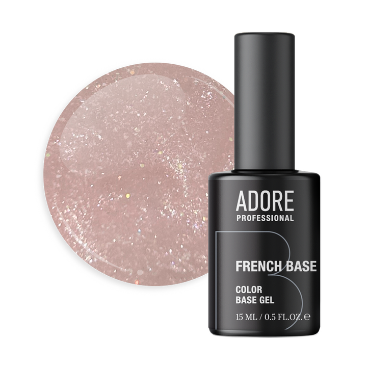 ADORE. French Base, №30, Selflove, 15 ml. Камуфлююча база, пильна троянда з шимером — Adore Professional, NAILSMADE