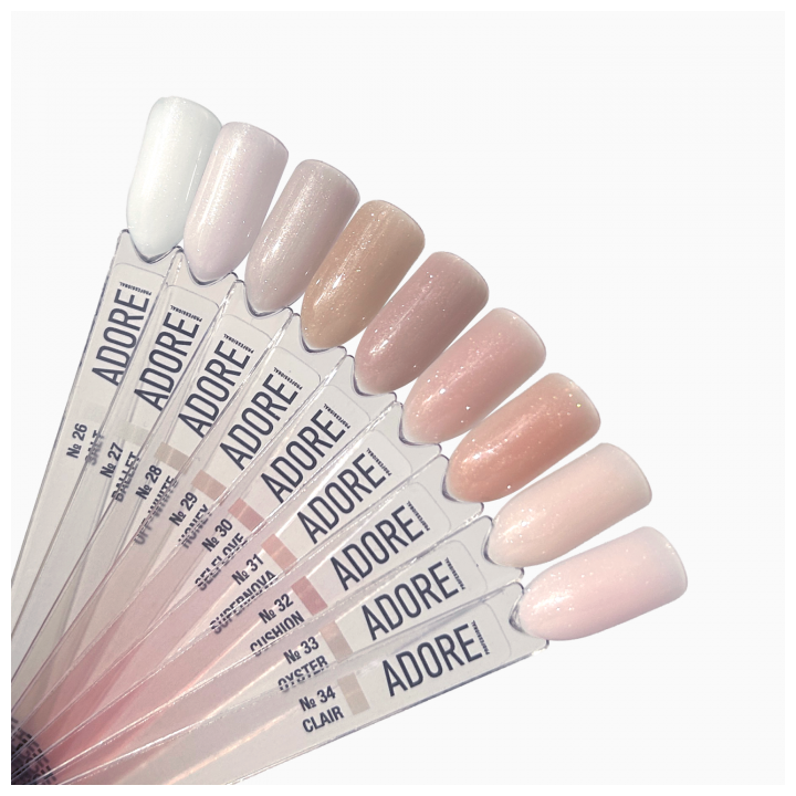 ADORE. French Base, №34, Clair, 15 ml. Камуфлююча база, бежева з шимером — Adore Professional, NAILSMADE