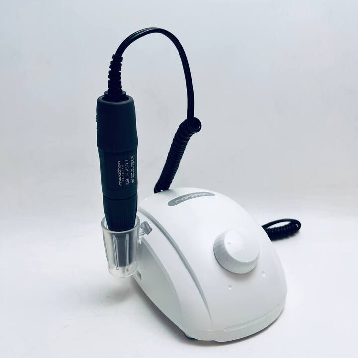 MARATHON. Fresadora de unhas "Marathon Champion 3/H37L1", original, sem pedal, branco. Fresadora de 35.000 rpm, reversão, sem pedal, branco, original com certificação — Nail drills \/ Fresas, NAILSMADE