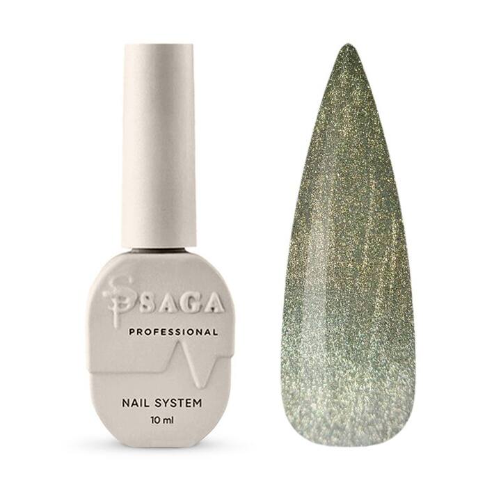 SAGA. Cat's Eye Gel Polish "Amber Cat", #02, 10 ml. Гель-лак "Котяче око" — SAGA, NAILSMADE