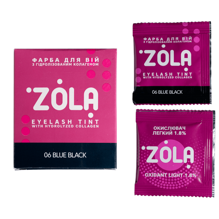 ZOLA. Eyelashes Tint With Collagen #06, Blue-Black, 5 ml. Фарба для вій з колагеном, синяво-чорна — ZOLA, NAILSMADE