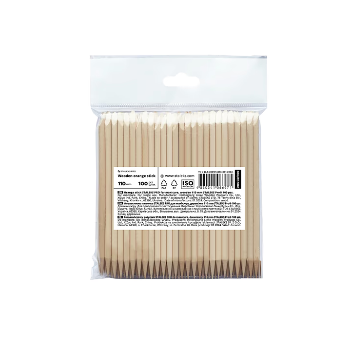 STALEKS. 100 pcs Orange Wood Sticks, 110 mm, Set mit 100 Stück Orangenholzstäbchen — STALEKS, NAILSMADE