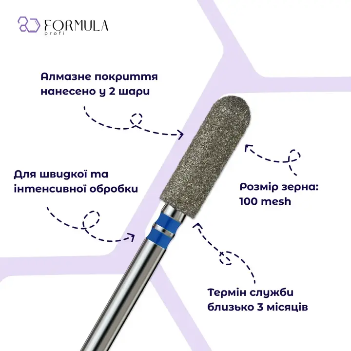 Formula Profi. Diamantfrees "CILINDER AFGEROND" blauw, Ø 4 mm — Formula Profi, NAILSMADE