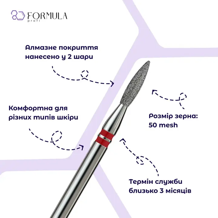 Formula Profi. Frézka diamantová "PLAMEN" červená, Ø 1.8 mm, ostrá — Formula Profi, NAILSMADE