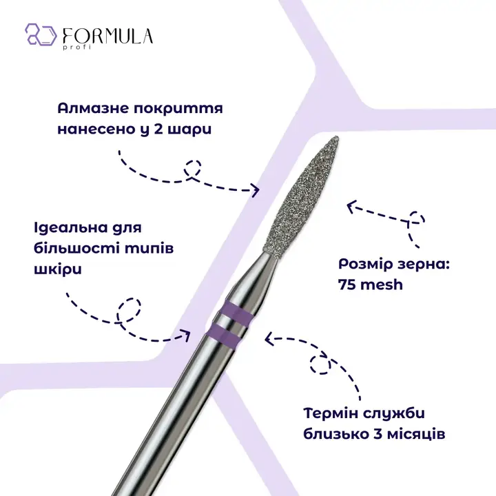 Formula Profi. Diamanten frees "VLAM" paars, Ø 1.8 mm, scherp — Formula Profi, NAILSMADE