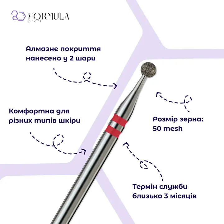Formula Profi. Фреза алмазна "КУЛЯ" червона, Ø 2.5 mm — Formula Profi, NAILSMADE