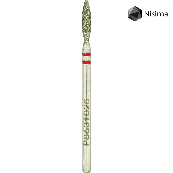 Nisima. Фреза алмазна "ПОЛУМ'Я" червона, Ø 2.5 mm, безпечна, P863f025 — Nisima, NAILSMADE