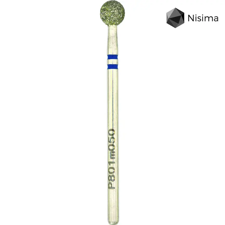Nisima. Фреза алмазна "КУЛЯ" синя, Ø 5 mm, P801m050 — Nisima, NAILSMADE