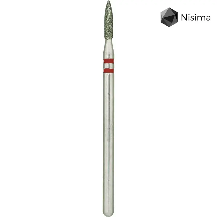 Nisima. Фреза алмазна "ОЛІВЕЦЬ" червона, Ø 1.8 mm, P860f018 — Nisima, NAILSMADE