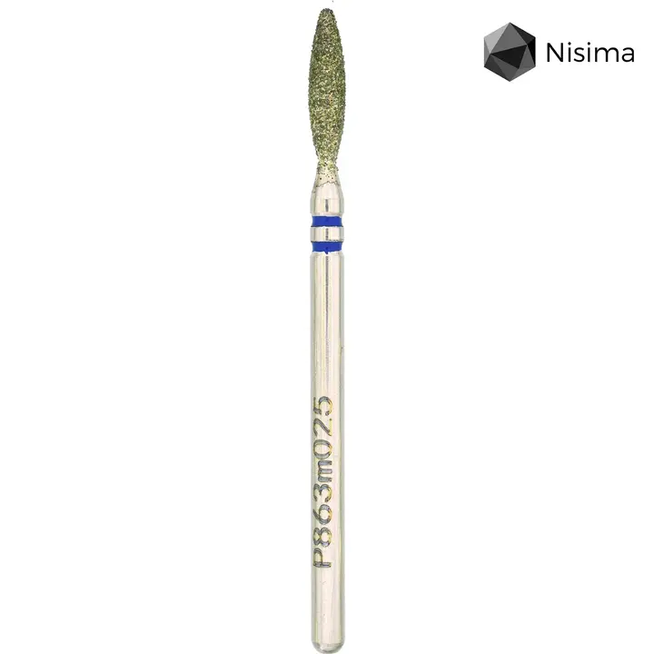 Nisima. Фреза алмазна "ПОЛУМ'Я" синя, Ø 2.5 mm, безпечна, P863m025 — Nisima, NAILSMADE