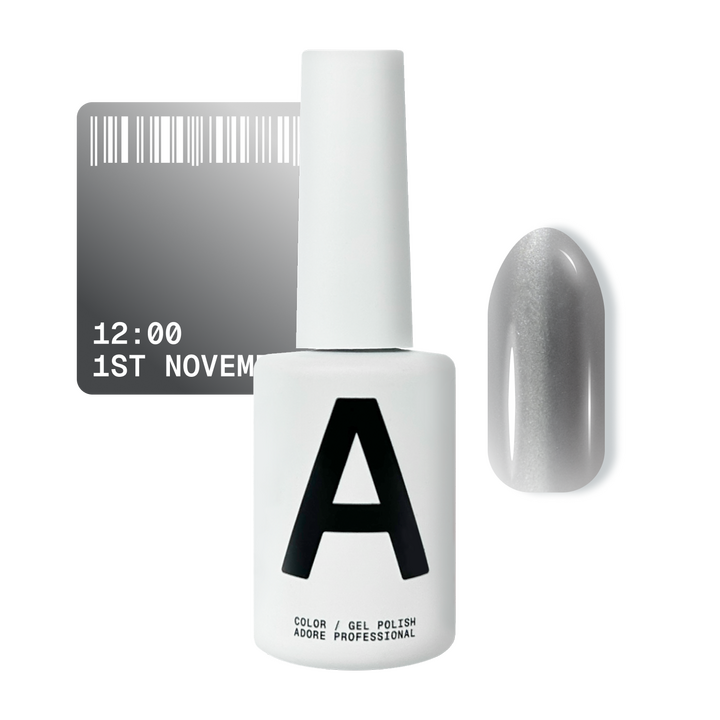 ADORE. Cat's Eye Gel Polish, 12:00, 12 ml. Гель-лак "котяче око" шовковий, чорно-сірий — Adore Professional, NAILSMADE
