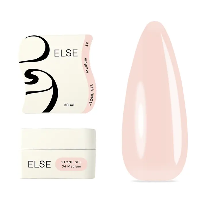ELSE. Stone gel, #34, Medium, 30 ml. Твердий гель для нарощування — ELSE, NAILSMADE